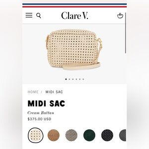 NWT CLARE V. Midi Sac - Cream Rattan